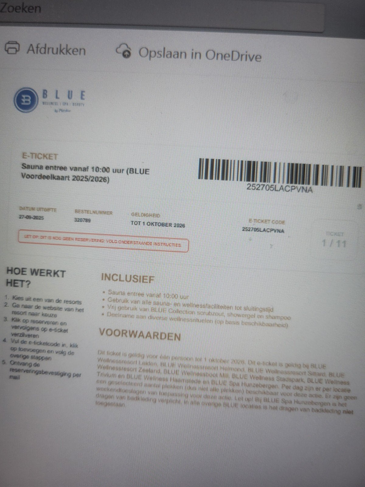 bleu welness voucher, Tickets en Kaartjes, Kortingen en Cadeaubonnen, Eén persoon, Kortingsbon, Spa of Sauna