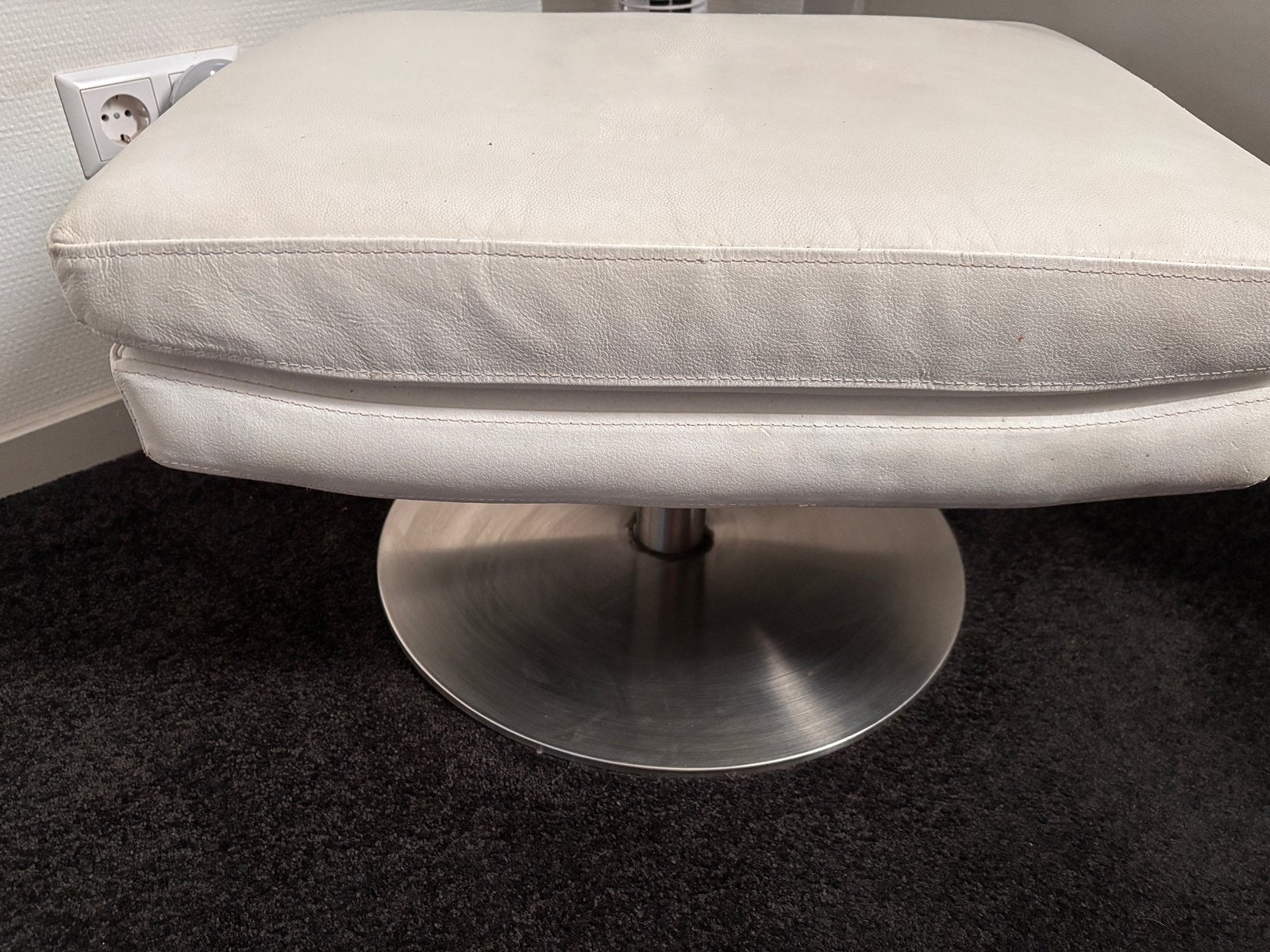Witte leren Hocker, Ophalen, Minder dan 50 cm, Gebruikt, 50 tot 75 cm