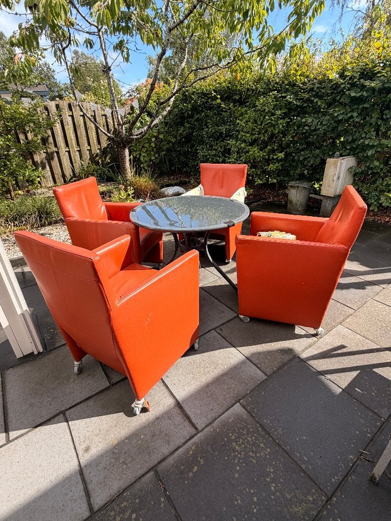 Ronde tuintafel en 4 stoelen, Ophalen, Gebruikt, Rond, Overige materialen