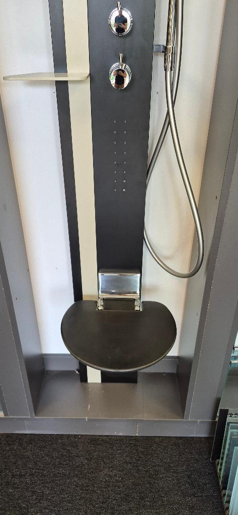 Novellini Line 1 luxe douchepaneel met zitje zwart NIEUW!, Doe-het-zelf en Verbouw, Ophalen, Nieuw, Glas, Douche
