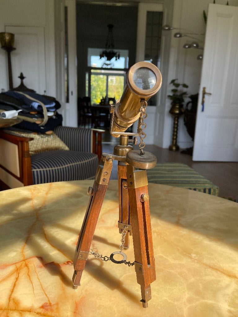 Kleine Messing Telescoop op Houten Statief, Ophalen of Verzenden