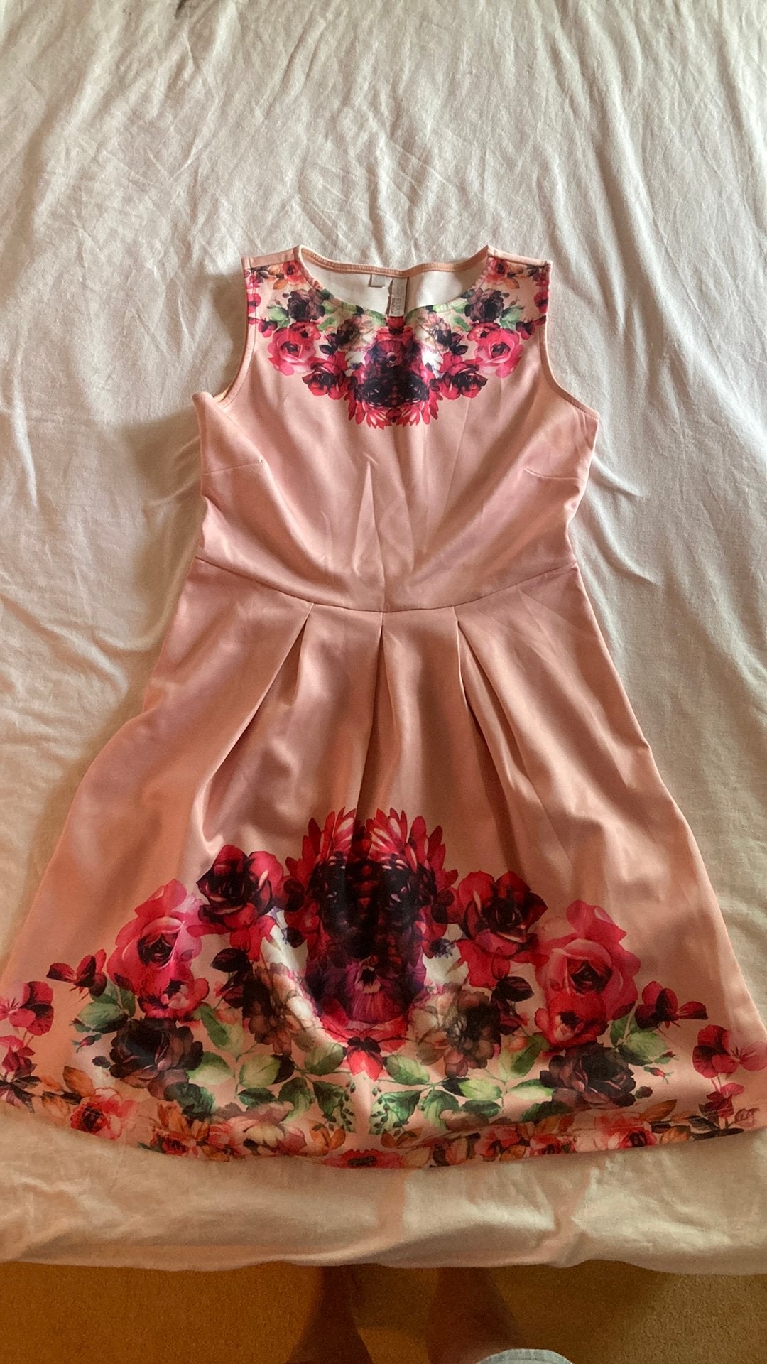 Roze Jurk met Bloemenprint - Maat S, Ophalen of Verzenden, Zo goed als nieuw, Roze, Maat 36 (S)