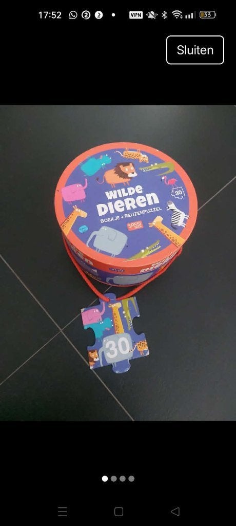 Grote puzzel wilde dieren 30 stuks / speelgoed, Kinderen en Baby's, Speelgoed | Kinderpuzzels, Ophalen of Verzenden, 10 tot 50 stukjes