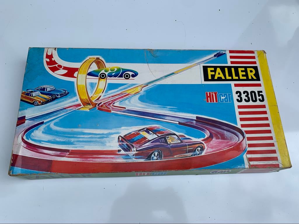 Vintage Faller Hit Car 3305 Racebaan met Looping, Overige merken, Ophalen of Verzenden, Racebaan, Gebruikt