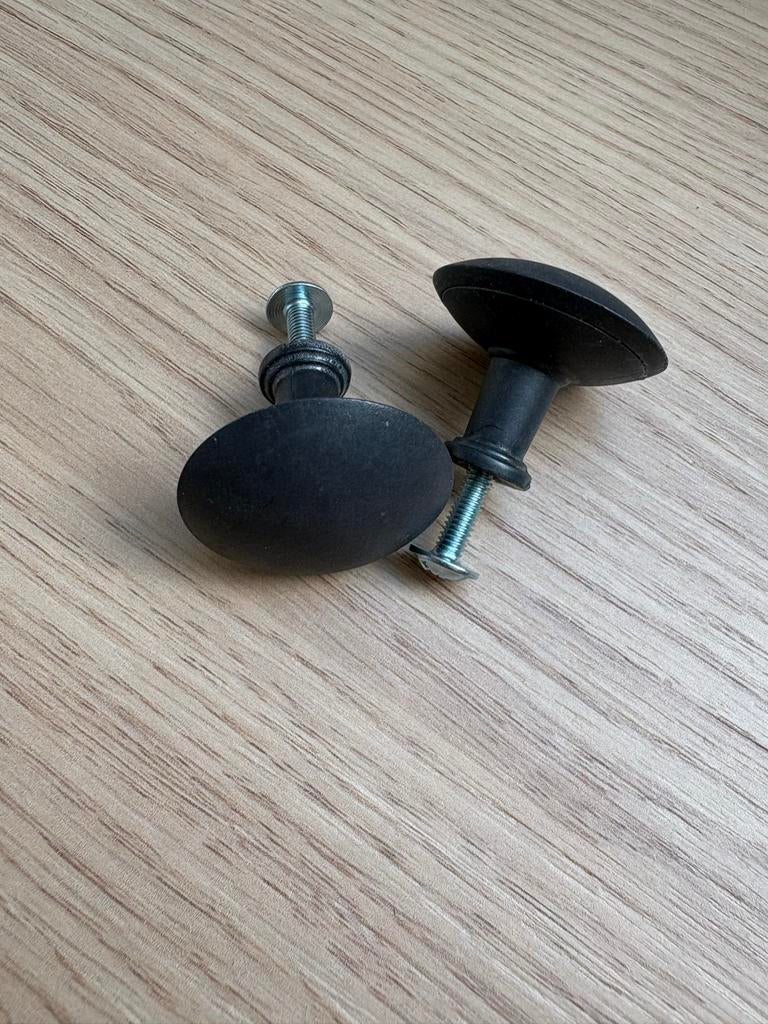 Set van 6 zwarte deurknoppen - Modern design, Ophalen of Verzenden, Gebruikt, Overige materialen, Klink of Kruk