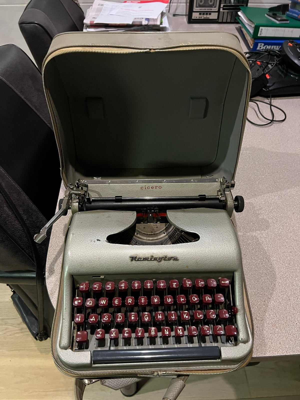 Remington Cicero, schrijfmachine typemachine in leren tas, Diversen, Ophalen, Gebruikt