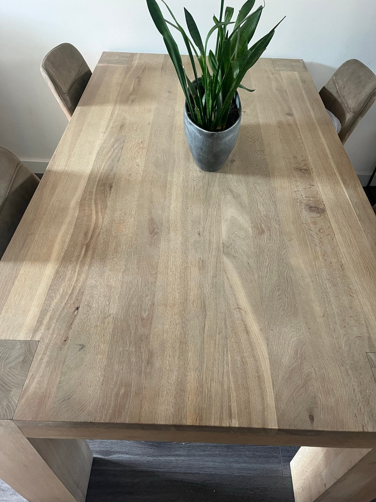 Massief eiken eettafel 180x100x76 cm, Ophalen, Eikenhout, 50 tot 100 cm, Zo goed als nieuw