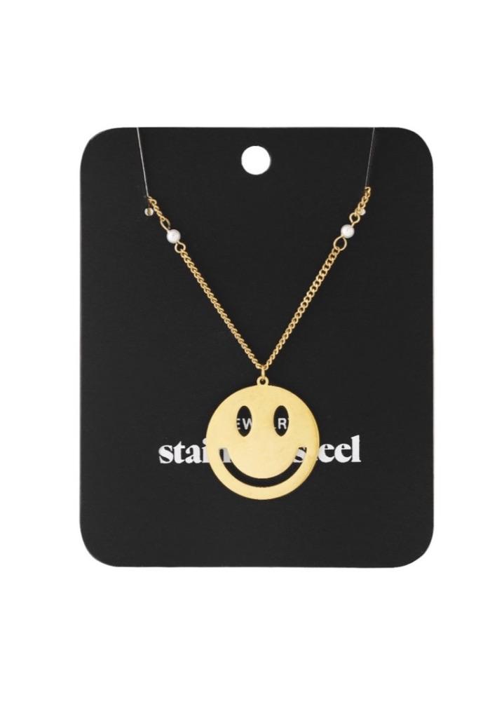 Smiley Ketting Groot De Durskes RVS, Verzenden, Nieuw, Goud, Overige materialen