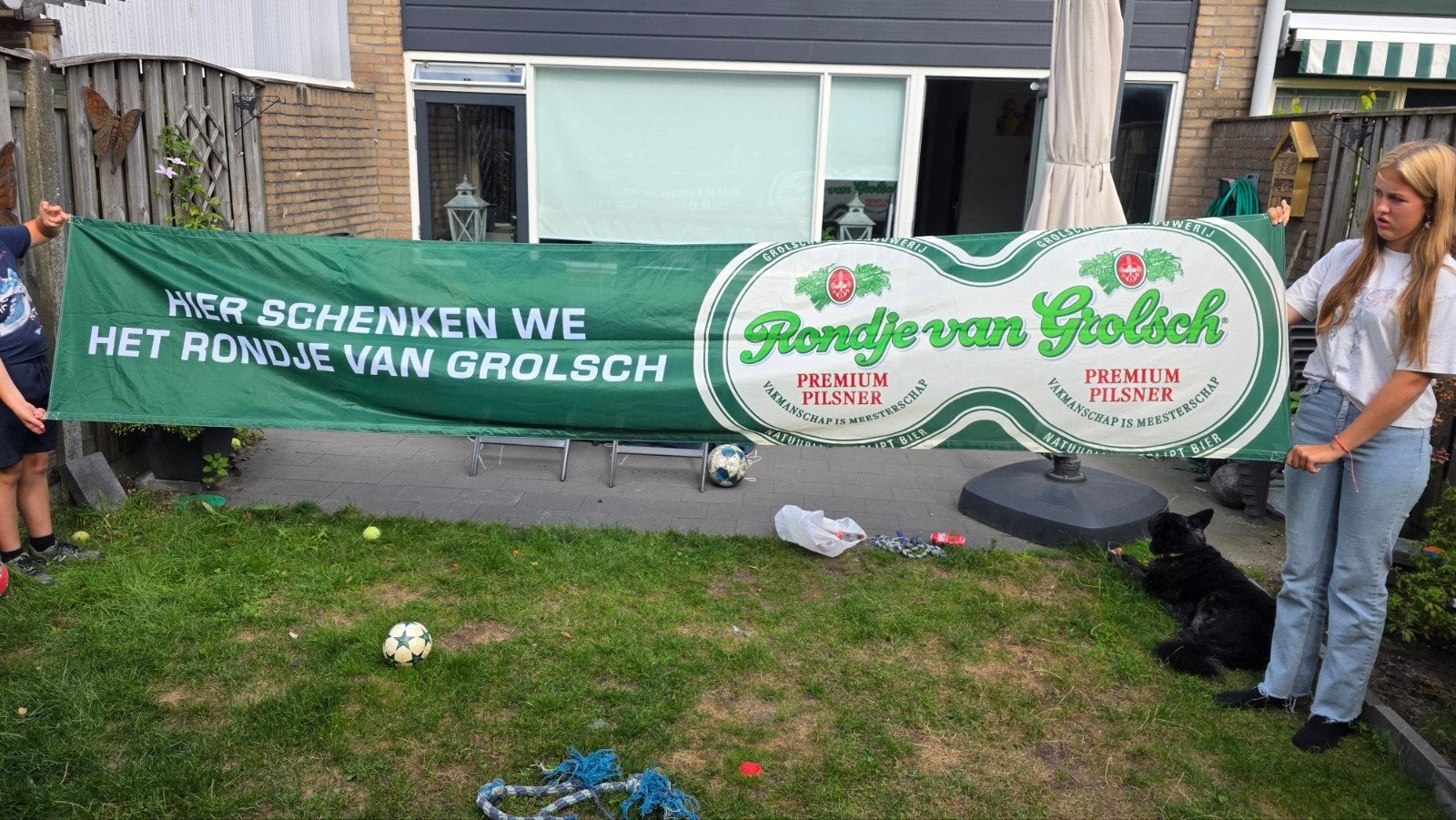 Grolsch Reclamebanner - Hier schenken we het rondje, Ophalen of Verzenden