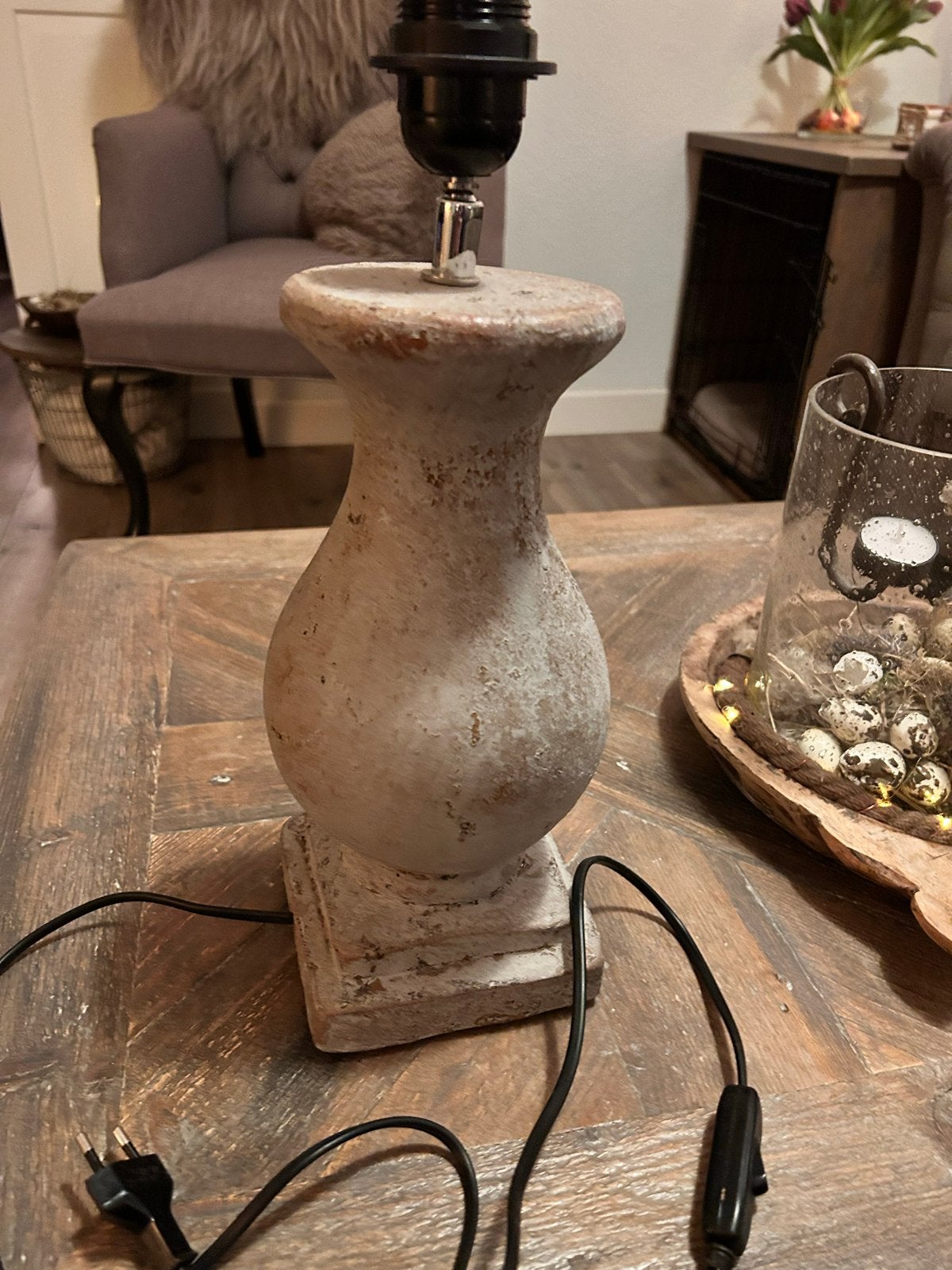 Stenen lampenvoet - Landelijke stijl, Huis en Inrichting, Lampen | Tafellampen, Beige, Gebruikt, Landelijk, Steen/keramiek