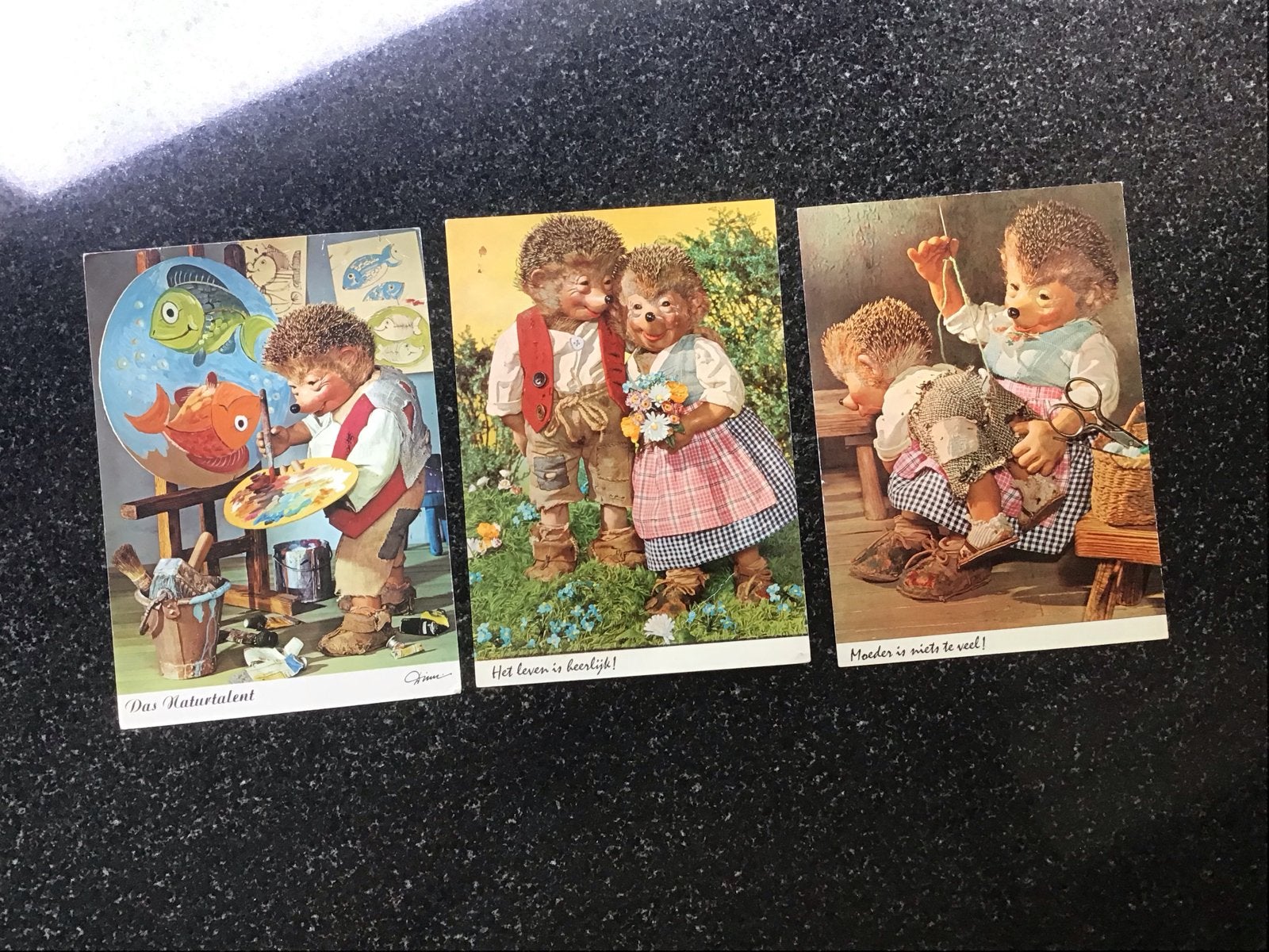 Set van 10 vintage ansichtkaarten met egeltjes, Ophalen of Verzenden, 1960 tot 1980, Gelopen