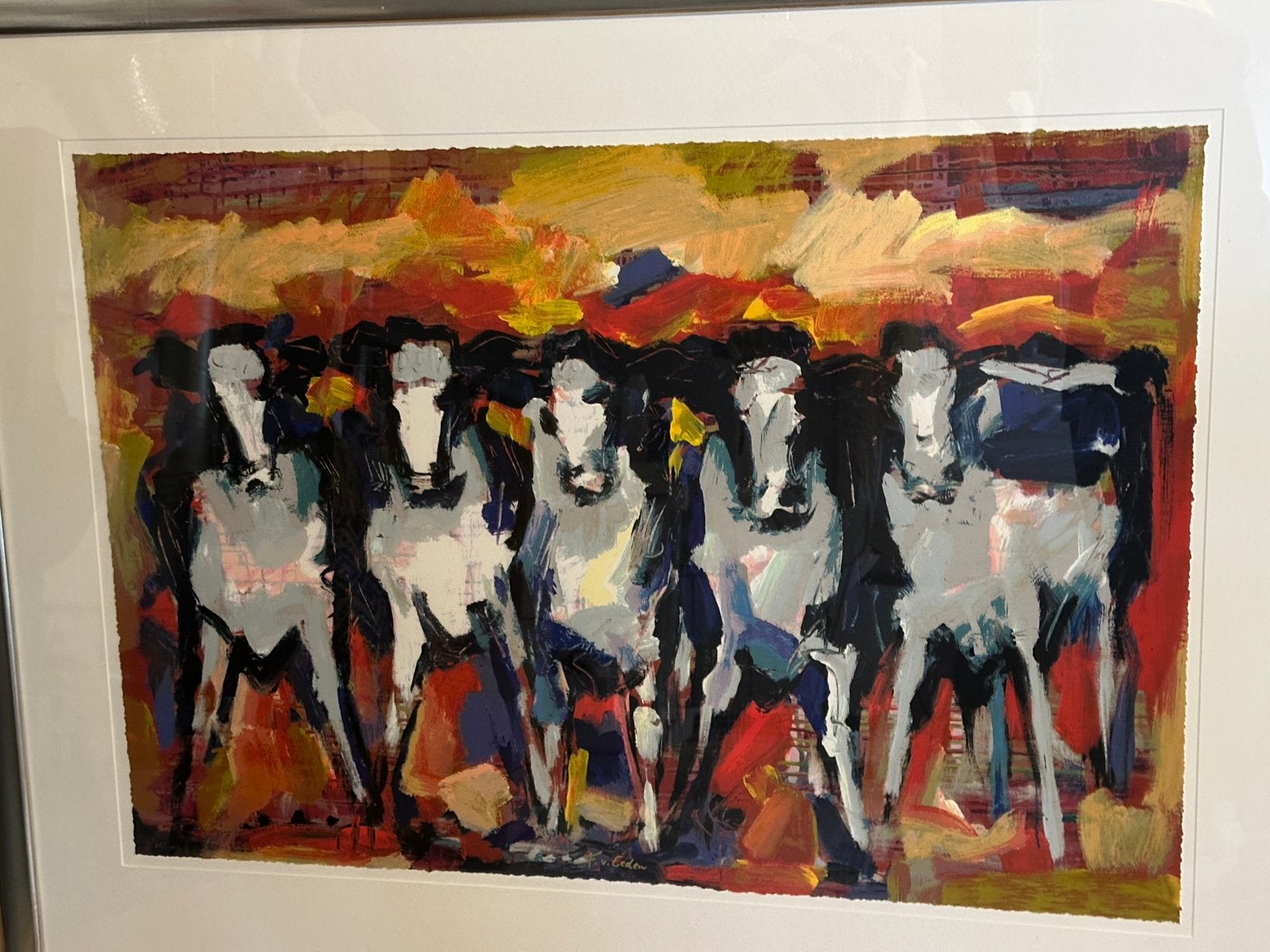 Schilderij “Lady’s of Holland” van Frits van Eeden, Antiek en Kunst, Ophalen, Overige technieken, Dieren, Ingelijst