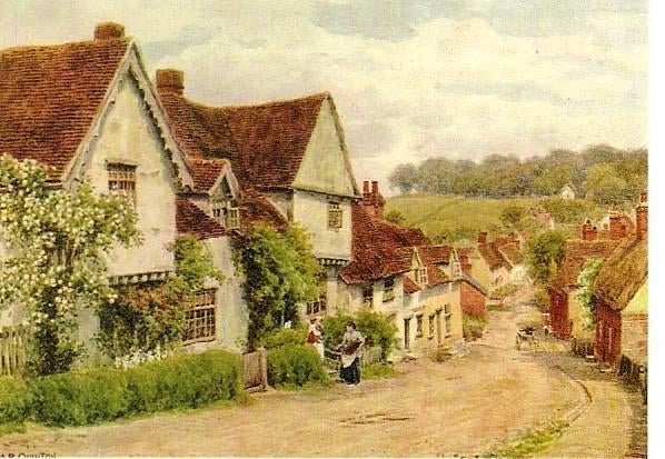 Ansichtkaart	Kersey, Suffolk (Eng)	(painting by AR Quinton), Verzenden, 1960 tot 1980, Ongelopen, Engeland
