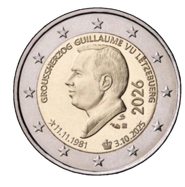2 EURO LUXEMBURG 2026 TROONBESTIJGING GUILLAUME BIJ JOHN, Verzenden, Luxemburg, 2 euro, Losse munt