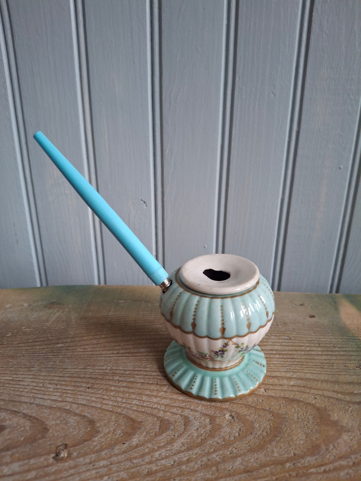 Vintage porseleinen Inktpot met pen, Ophalen of Verzenden