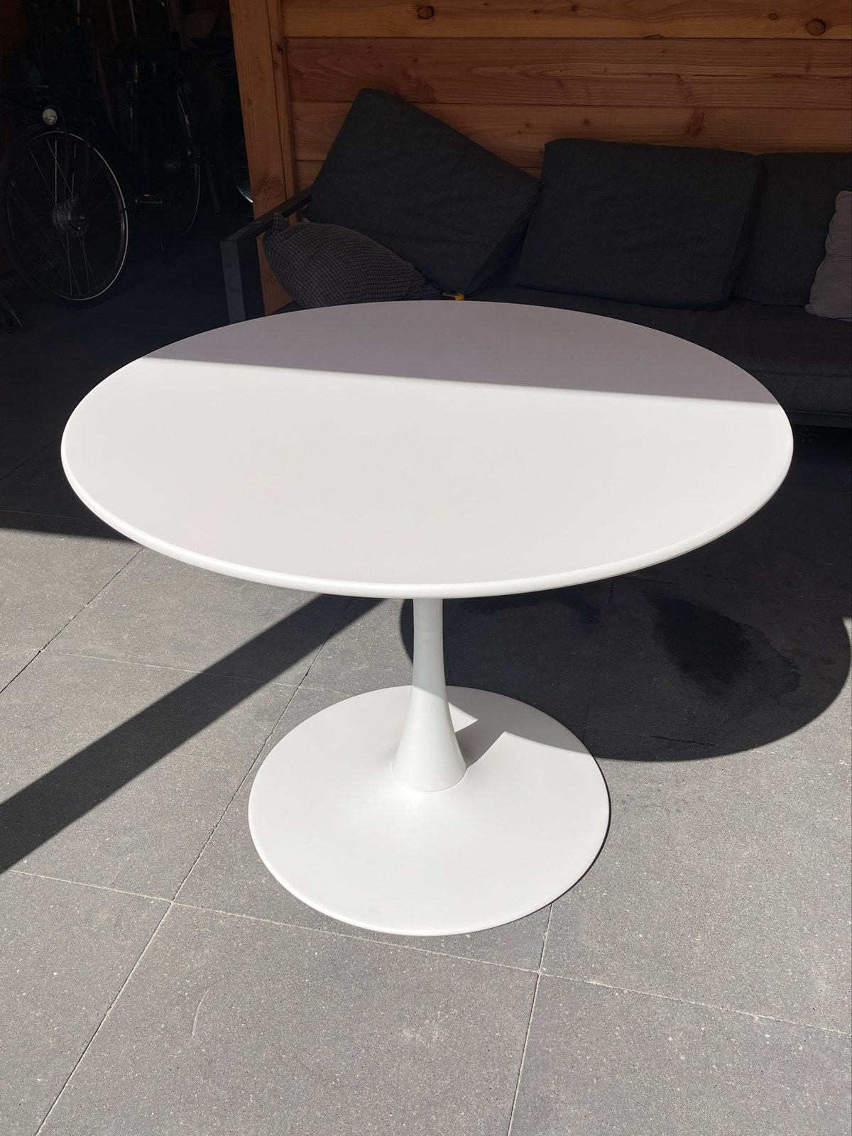 Witte ronde eettafel van de Kwantum, 100 cm diameter, Huis en Inrichting, Ophalen, Kunststof, Gebruikt, 50 tot 100 cm