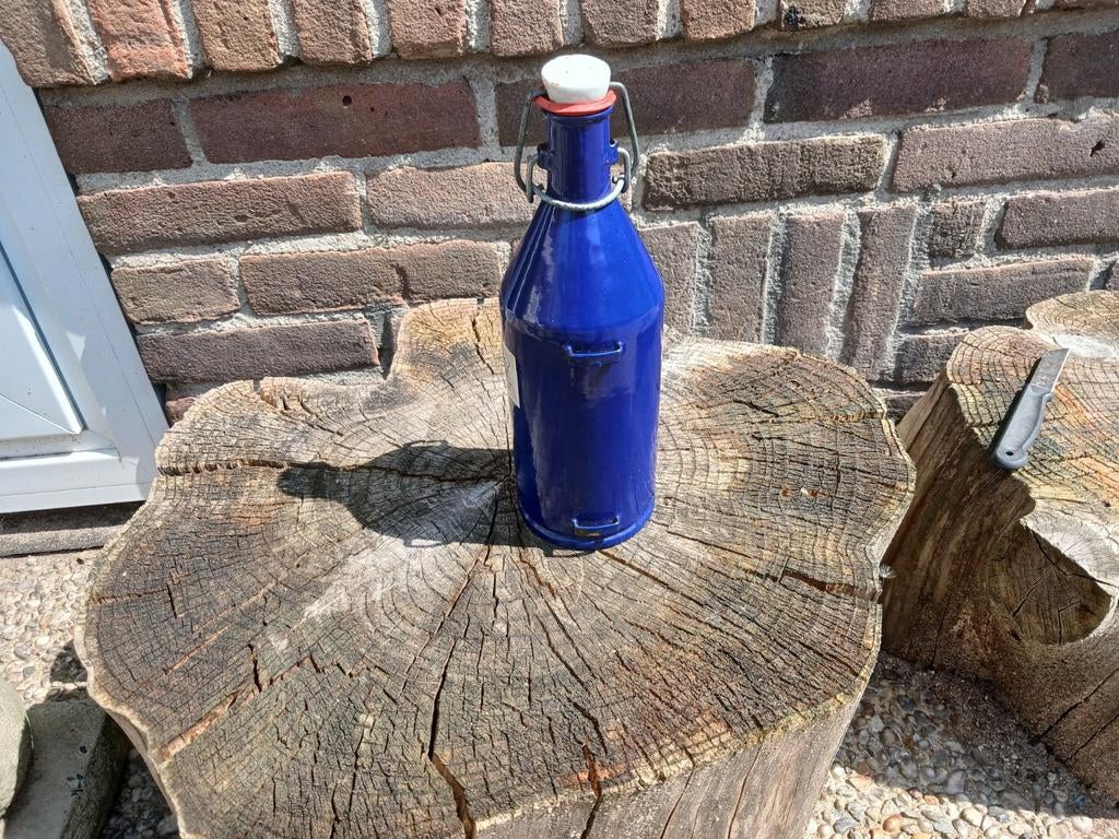 Vintage BK emaille veldfles - Blauw, in perfecte staat, Antiek en Kunst, Verzenden