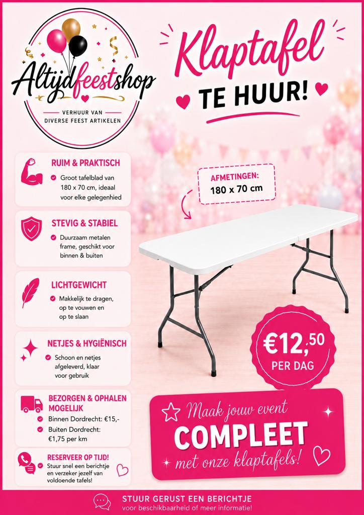 Buffettafel partytafel klaptafel te huur, Ophalen, Overige