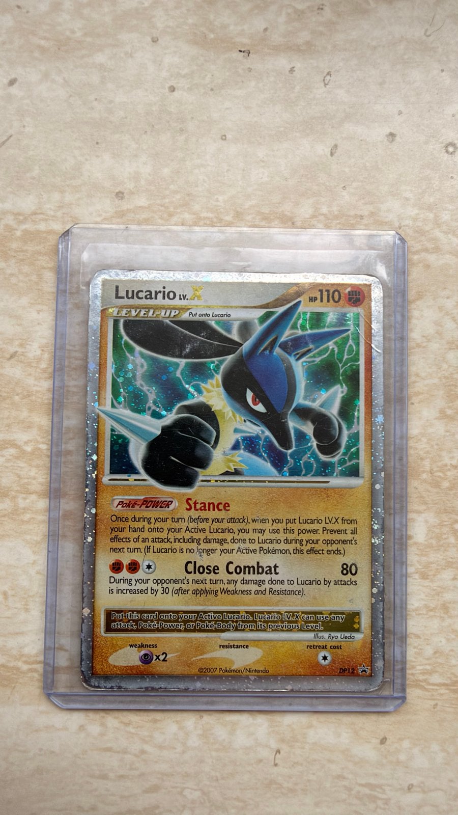 Lucario LV.X DP12 Pokemon Kaart, Ophalen of Verzenden, Gebruikt, Losse kaart, Foil
