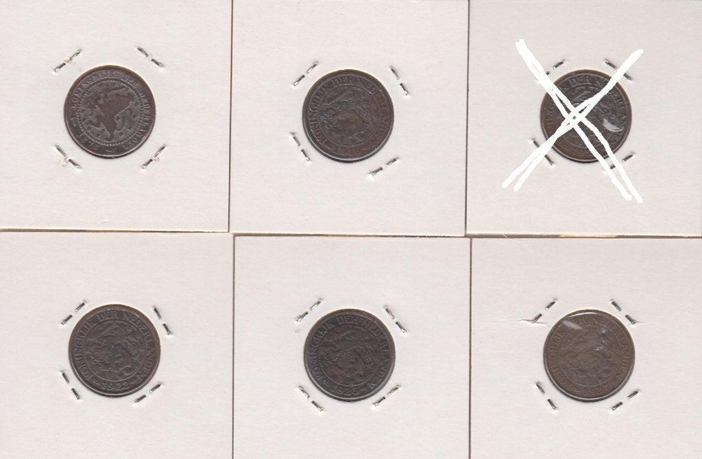 Nederland 1 cent 1878, 1916, 1922, 1925 en 1927 pr/UNC, Postzegels en Munten, Munten | Nederland, Ophalen of Verzenden, Koningin Wilhelmina
