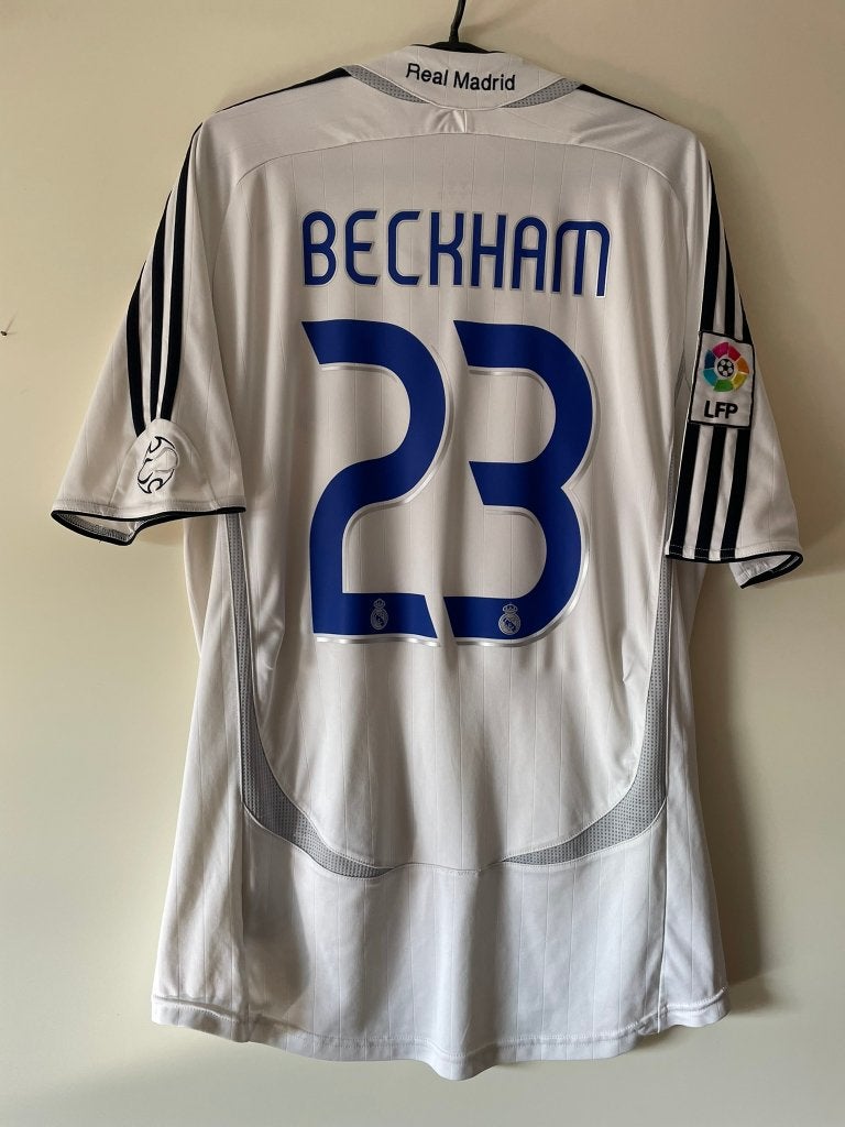 Beckham #23 Real Madrid Adidas Voetbalshirt Maat M 06/07, Maat 48/50 (M), Wit, Ophalen of Verzenden, Zo goed als nieuw