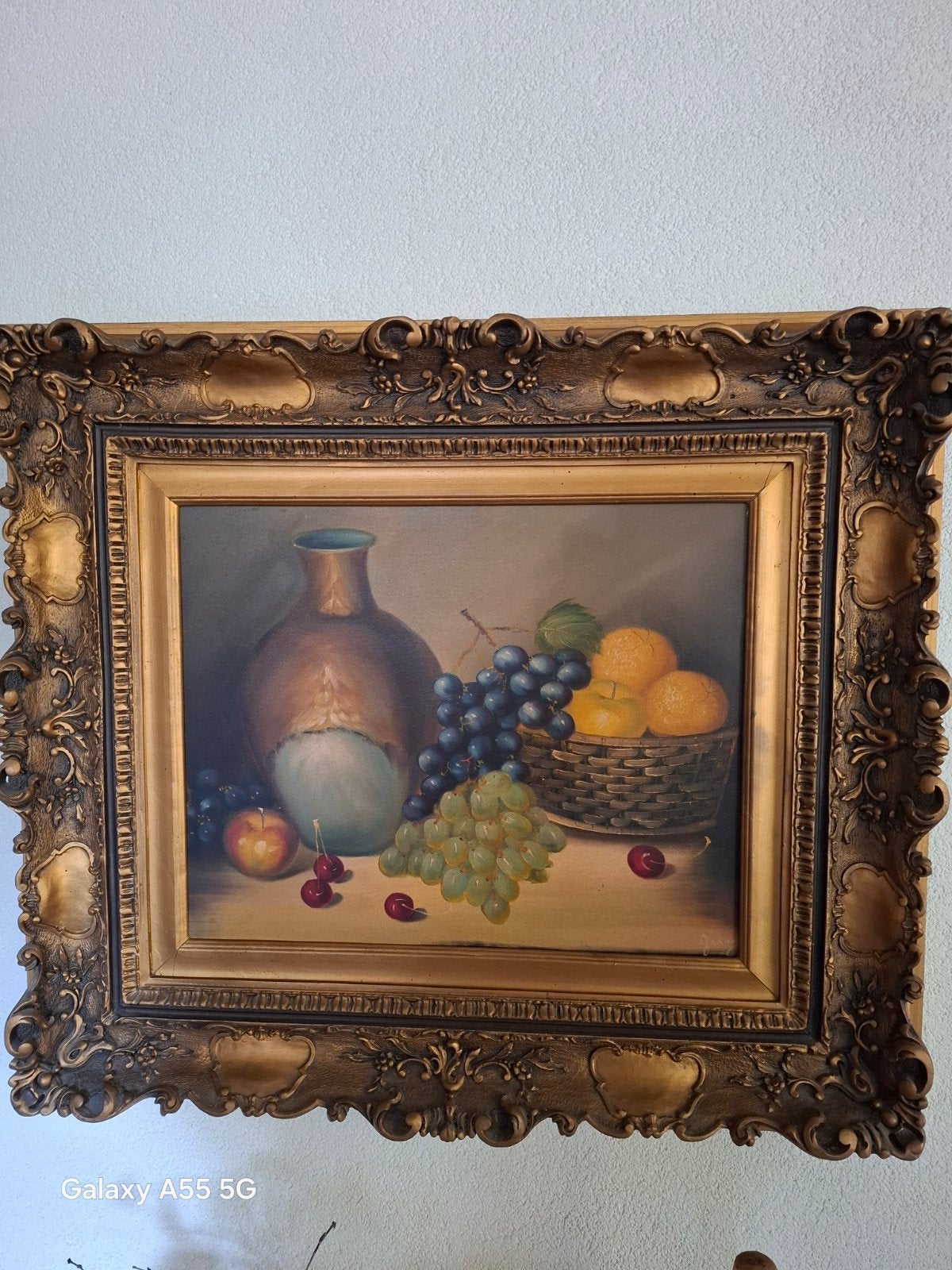 Stilleven Olieverf Schilderij met Gave Lijst, Gesigneer, Antiek en Kunst, Ophalen, Bijzondere lijst, Olieverf, Stilleven
