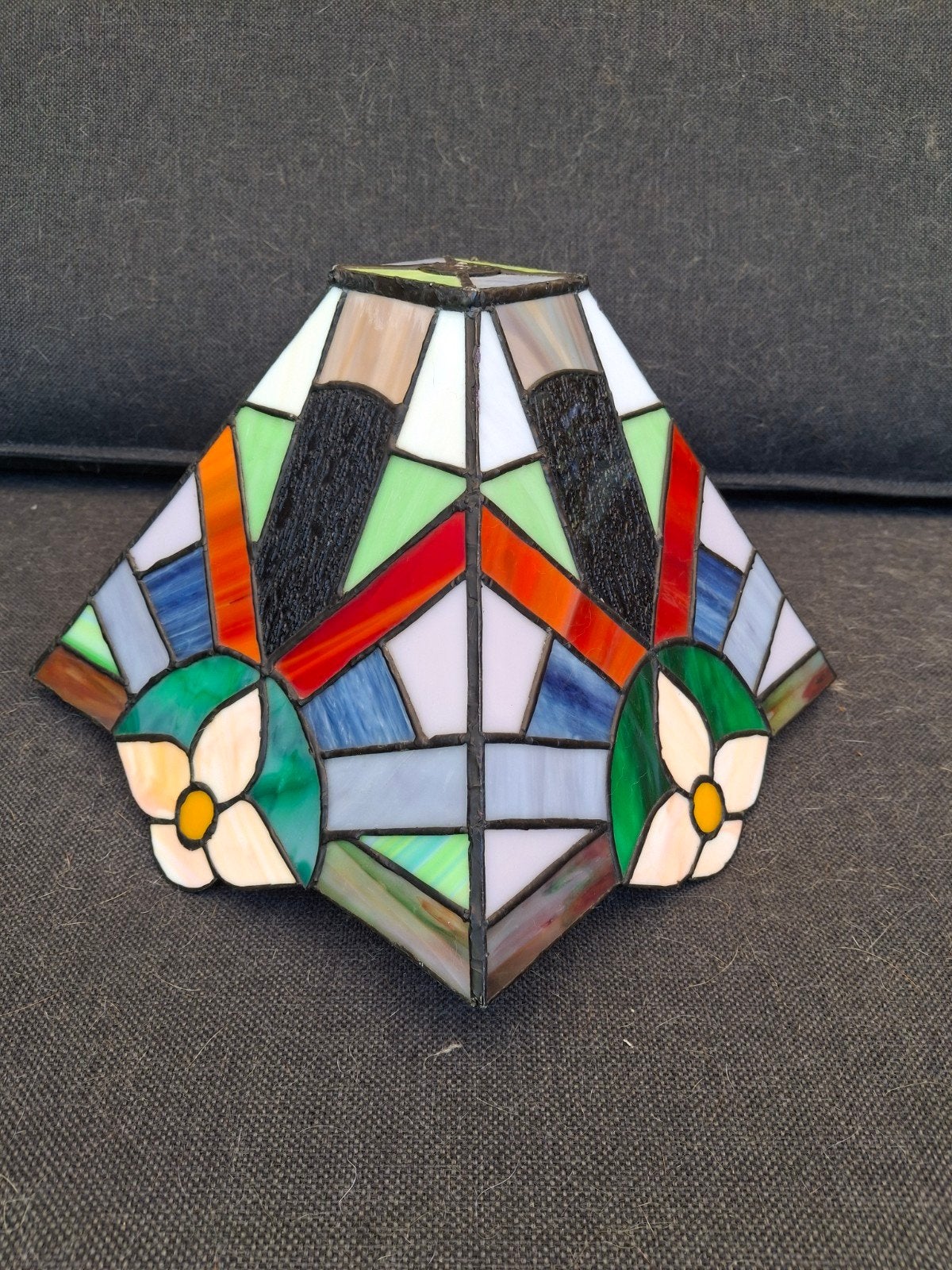 Tiffany stijl lampenkap - 28x19cm - Glas in lood, Ophalen, Gebruikt, Vierkant, Glas