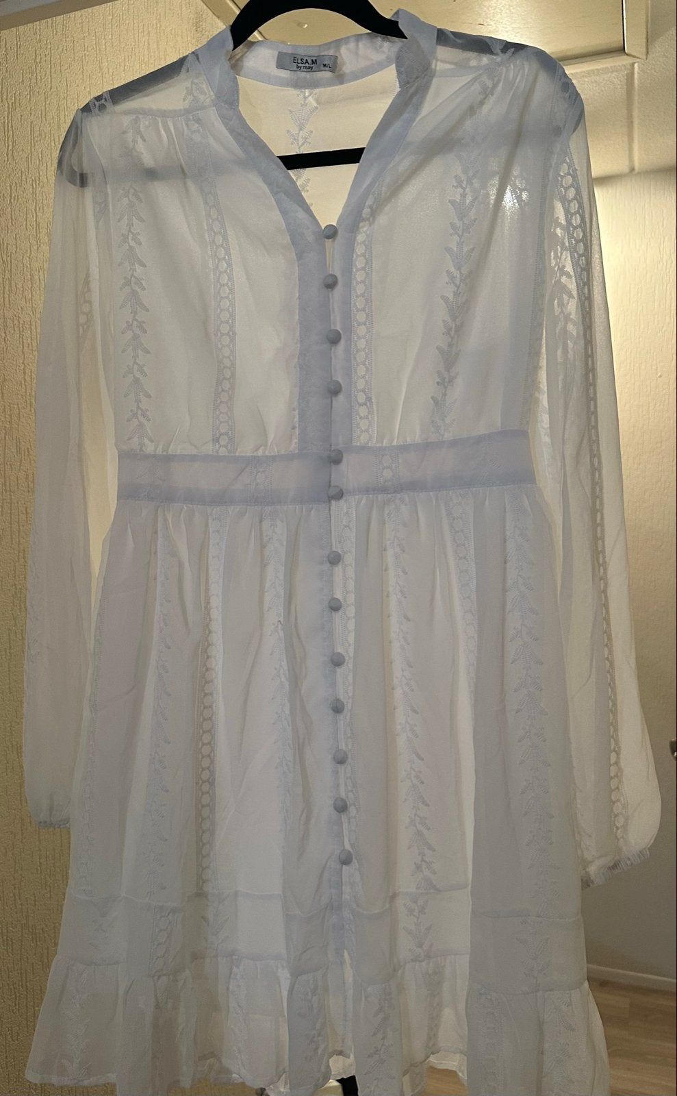 Elsa.M by May Witte Jurk met  Knoopjes maat 38, Maat 38/40 (M), Wit, Ophalen of Verzenden, Zo goed als nieuw