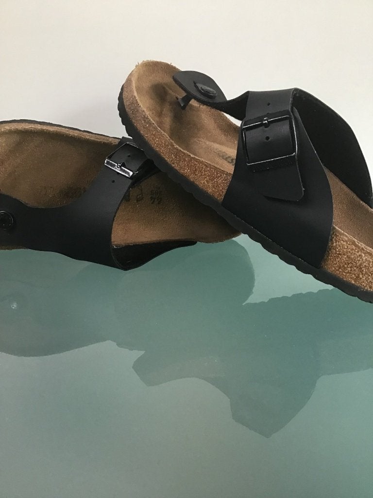 Birkenstock 44 zwarte slippers | Ramses | Gratis verzenden, Slippers, Verzenden, Zwart, Zo goed als nieuw