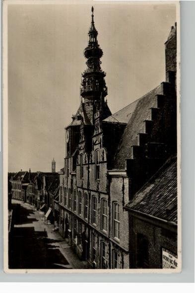 Zierikzee Stadhuis met Klokketoren, Verzenden, 1920 tot 1940, Ongelopen, Zeeland