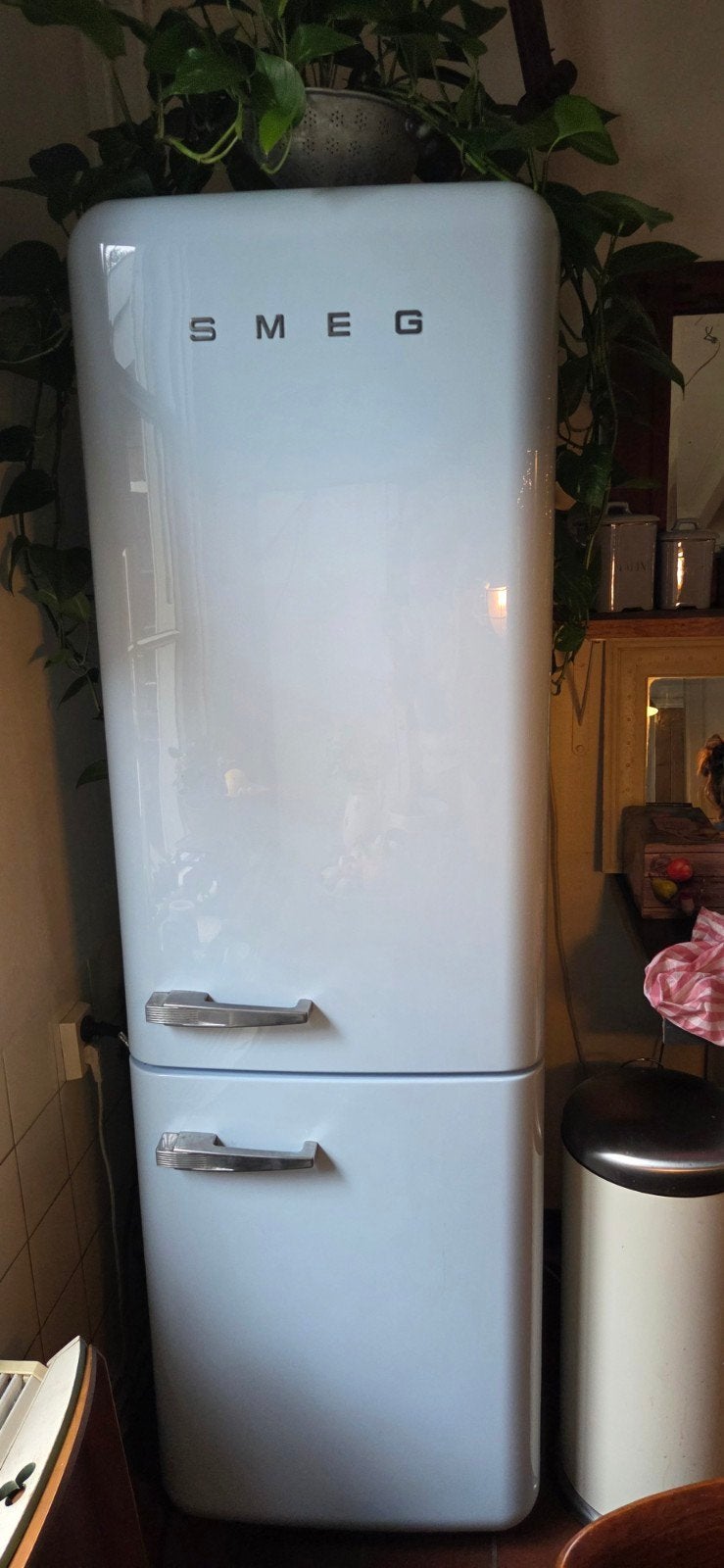 smeg koelkast lichtblauw, 200 liter of meer, 60 cm of meer, Met aparte vriezer, Niet werkend