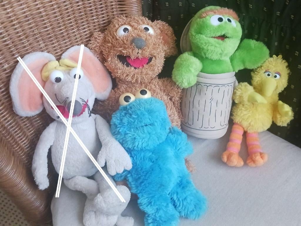 Sesamstraat Tommy Koekiemonster Oscar Big Bird, Muis, Gebruikt, Overige merken, Overige karakters