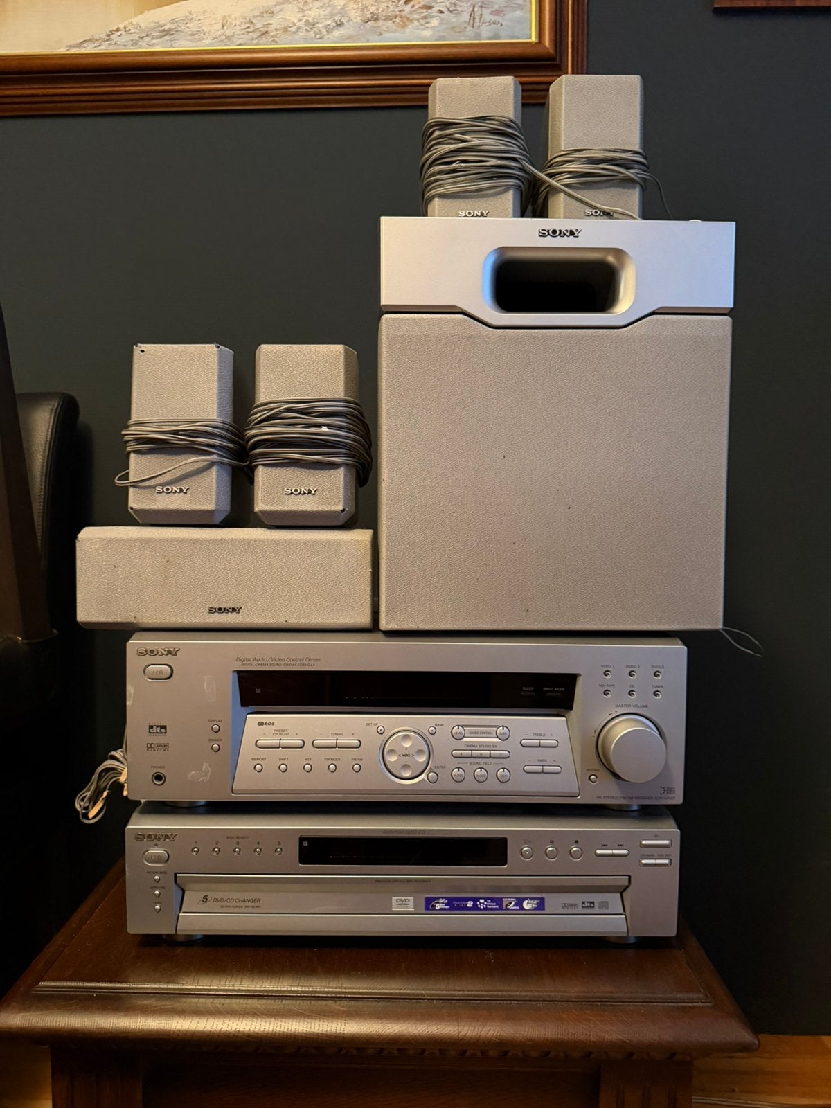 Sony 5.1 Home Cinema Set – 5 DVD/CD-wisselaar + Subwoofer, Audio, Tv en Foto, Stereo-sets, Ophalen, Gebruikt, Speakers, Sony