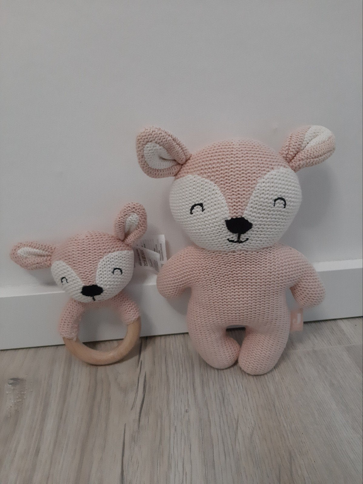 Knuffel rammelaar jollein hert deer roze K7827, Ophalen of Verzenden