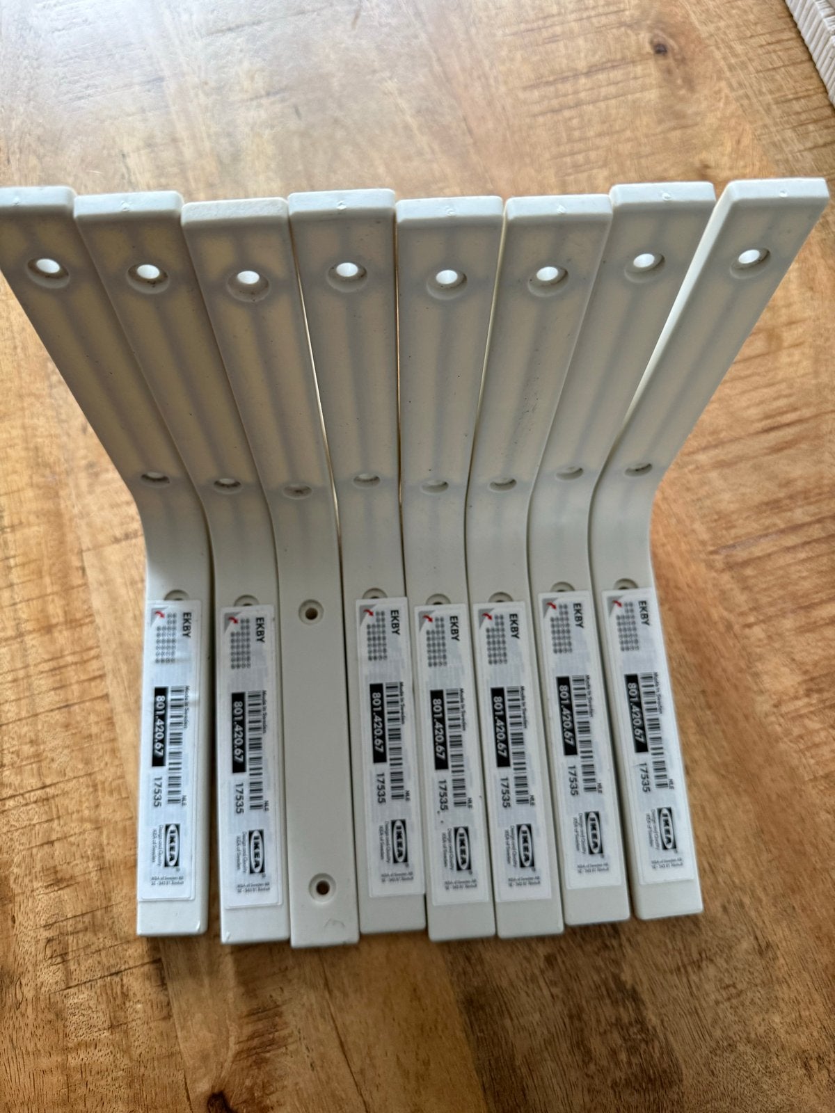 IKEA EKBY Plankdragers (8 stuks) - Wit, Ophalen, Nieuw