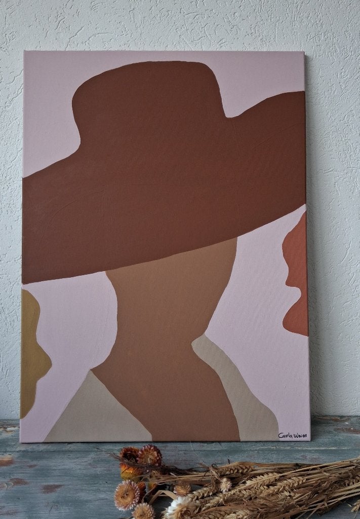 schilderij abstract Minimalistische Boho Dame Japandi Stijl, Ophalen of Verzenden