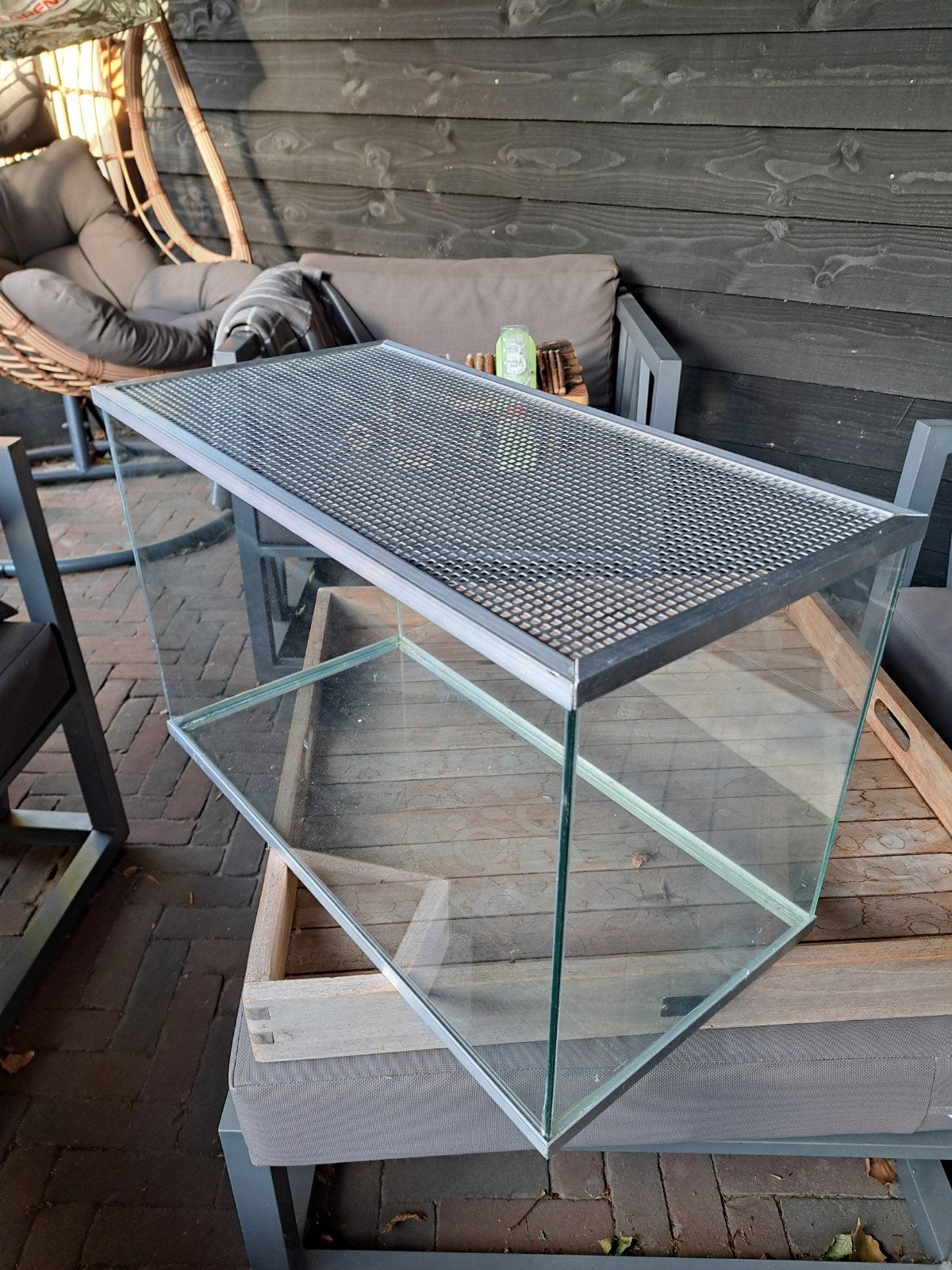 glazen hok met deksel aluminium voor klein knaagdier,  hamst, Dieren en Toebehoren, Reptielen en Amfibieën | Toebehoren, Ophalen