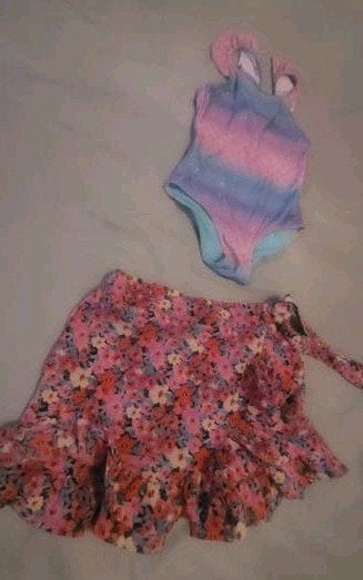 Leuke bloemen broekrok met ruches - Maat 140/152, Ophalen of Verzenden, Zo goed als nieuw, Jurk of Rok, Blue