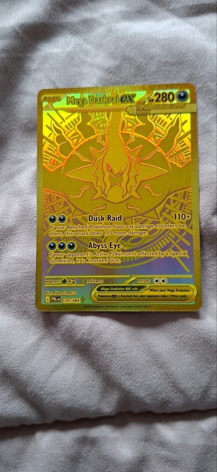 Gouden Mega Darkrai EX ! Super centering en super clean., Ophalen of Verzenden, Nieuw, Losse kaart, Foil