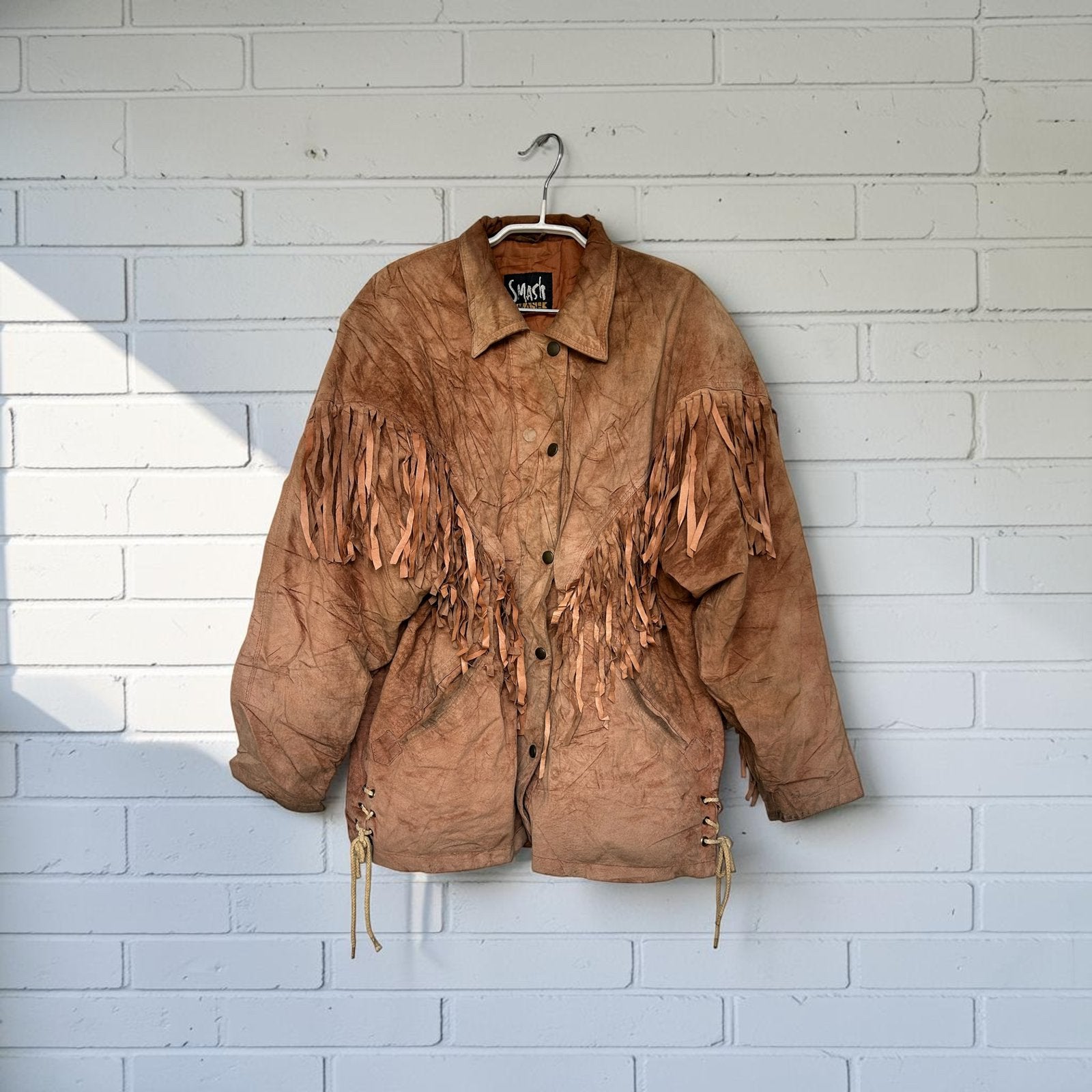 Vintage Jas S Bruin Suède Leer Cowboy Western Style Smash, Bruin, Verzenden, V, Maat 46 (S) of kleiner
