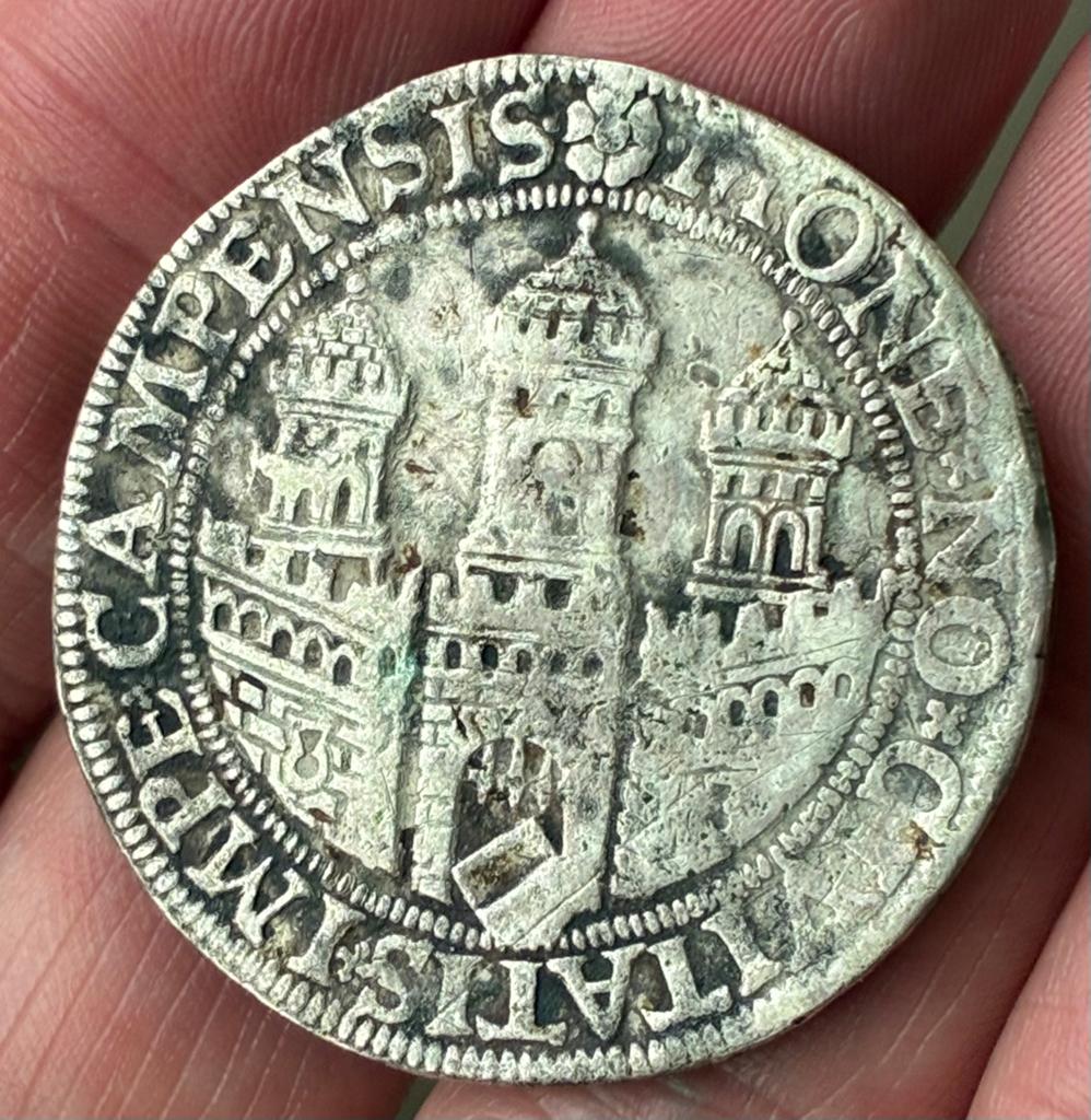 Nederland, Kampen, Arendsrijksdaalder ca 1591 Rudolf II, Postzegels en Munten, Munten | Nederland, Ophalen of Verzenden, Vóór koninkrijk