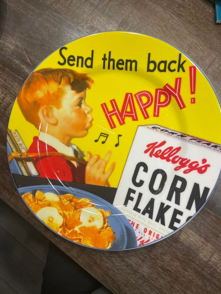 Vintage Kellogg's Corn Flakes bord - klein hoekje eraf, Ophalen