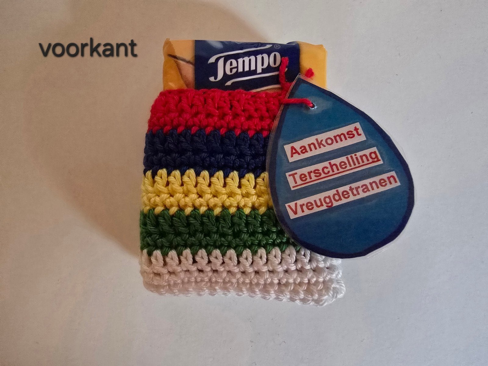 Handgehaakt zakdoekhoesje Terschellinger vlag, Hobby en Vrije tijd, Ophalen of Verzenden, Nieuw