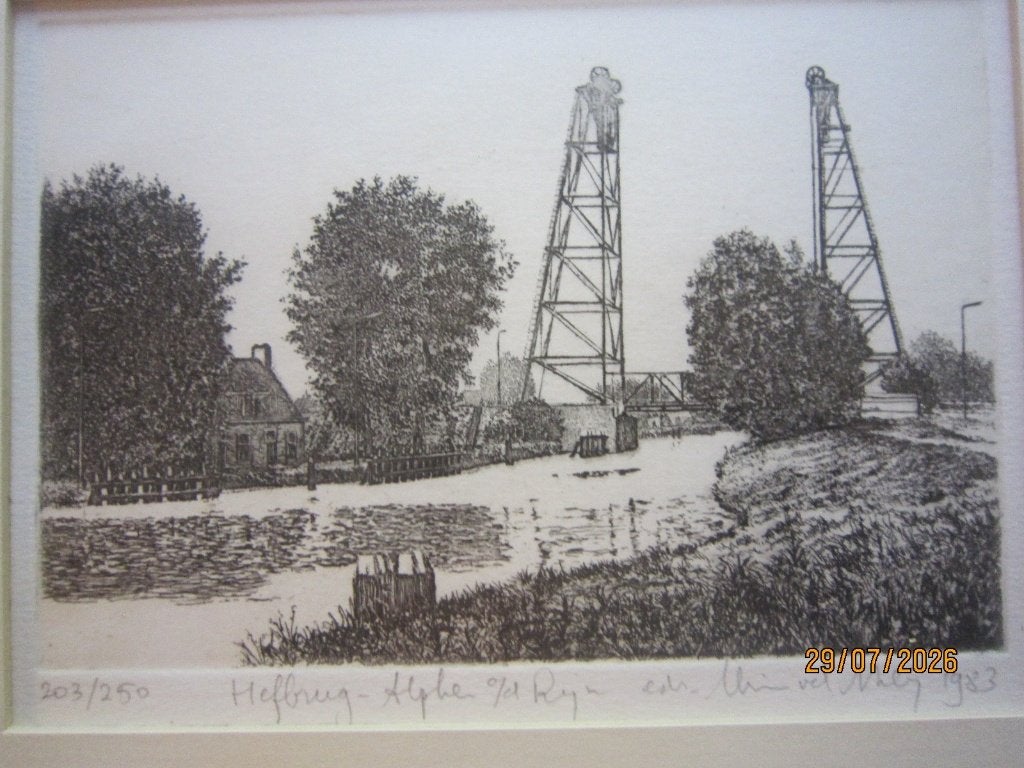 ALPHEN aan de Rijn, Mooie Erts HEFBRUG wim van der Meij1983, Ophalen, Architectuur, Ets, 1950 - 1999