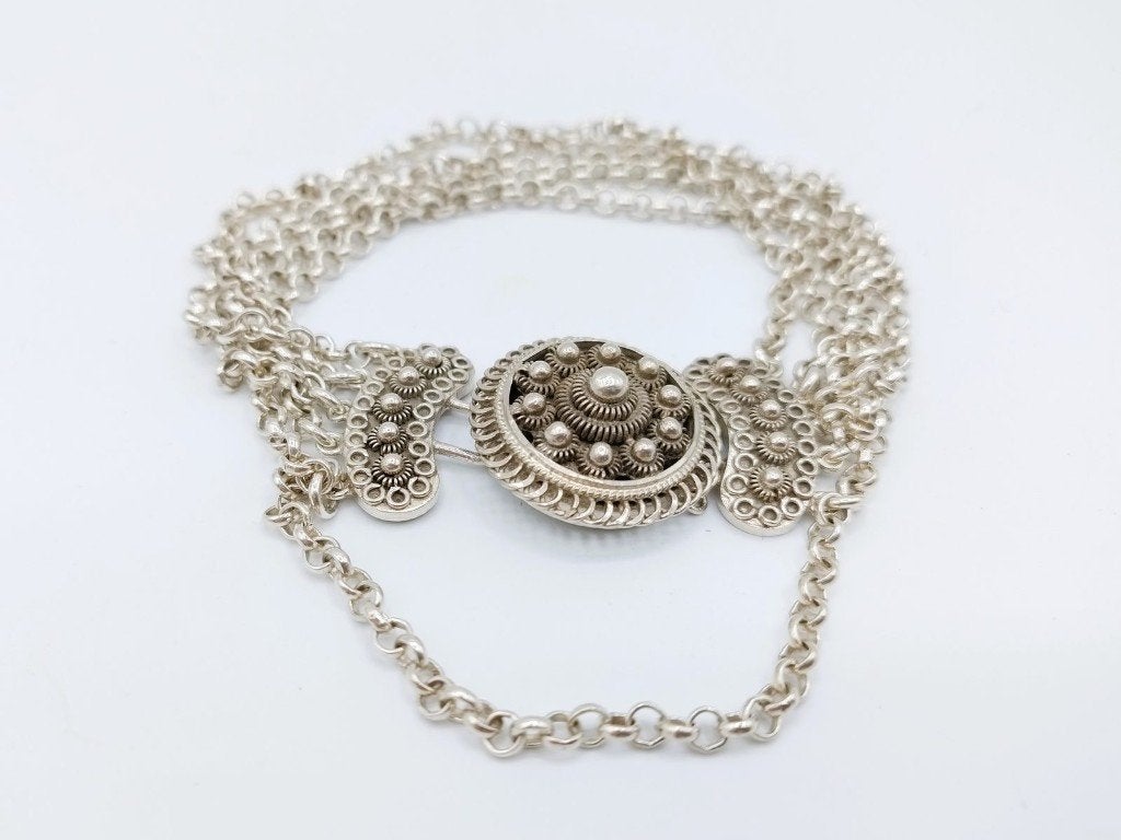 Zilveren armband, jasseron schakel, Zeeuwse knop, 21 cm