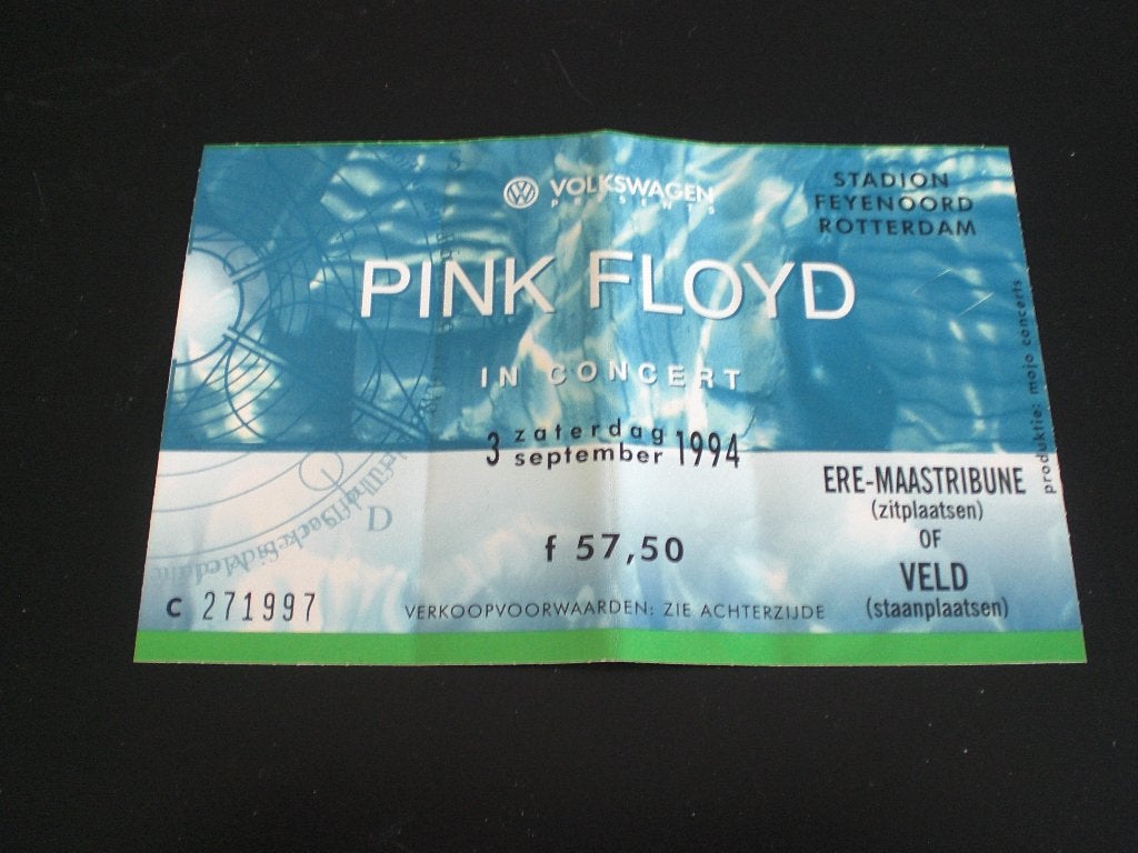 Entreekaartje concert Pink Floyd 3 sept1994 De Kuip, Eén persoon