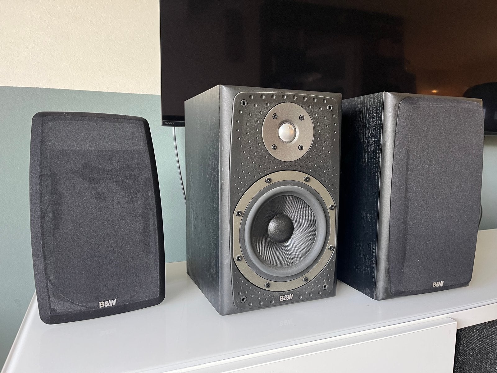 B&W DM303 speakers – zwart – set van 2 – goede staat, Ophalen of Verzenden, Zo goed als nieuw, 60 tot 120 watt, Bowers & Wilkins (B&W)