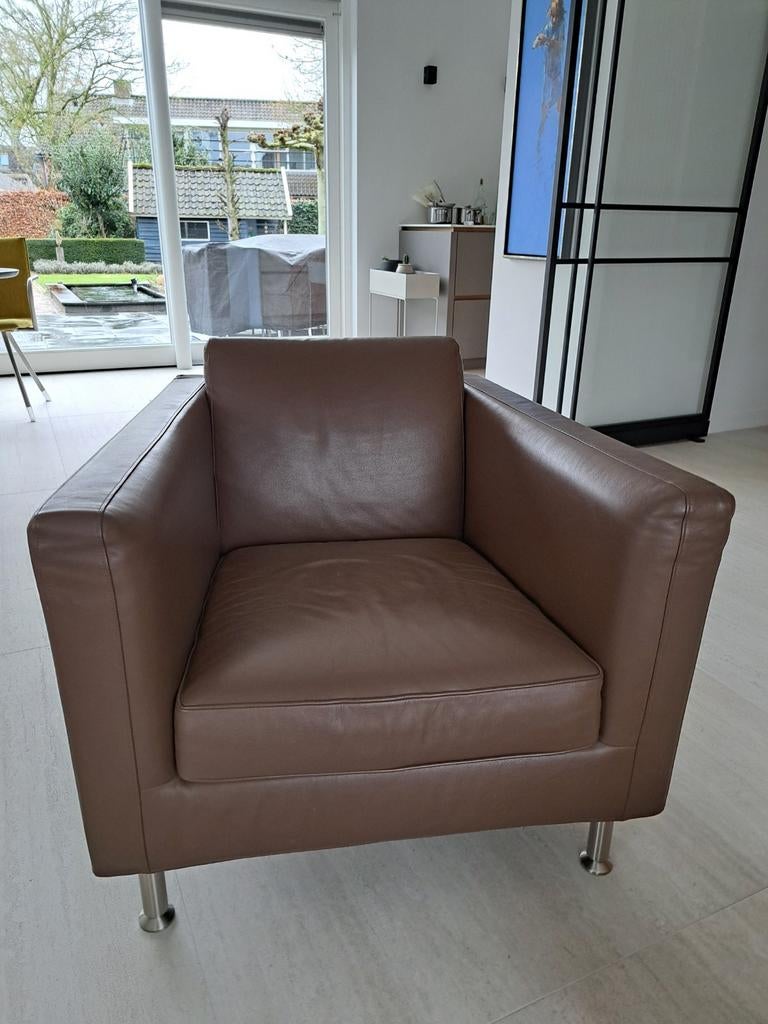 Minotti leren fauteuil perfecte staat, Ophalen, Zo goed als nieuw, 50 tot 75 cm, Leer