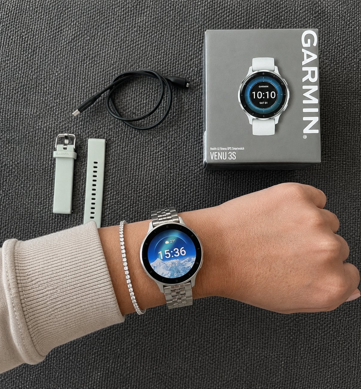 GARMIN Venu 3S - 41 mm Groen *Nieuw*, Sieraden, Tassen en Uiterlijk, Smartwatches, Ophalen of Verzenden, Nieuw, Zilver, Android