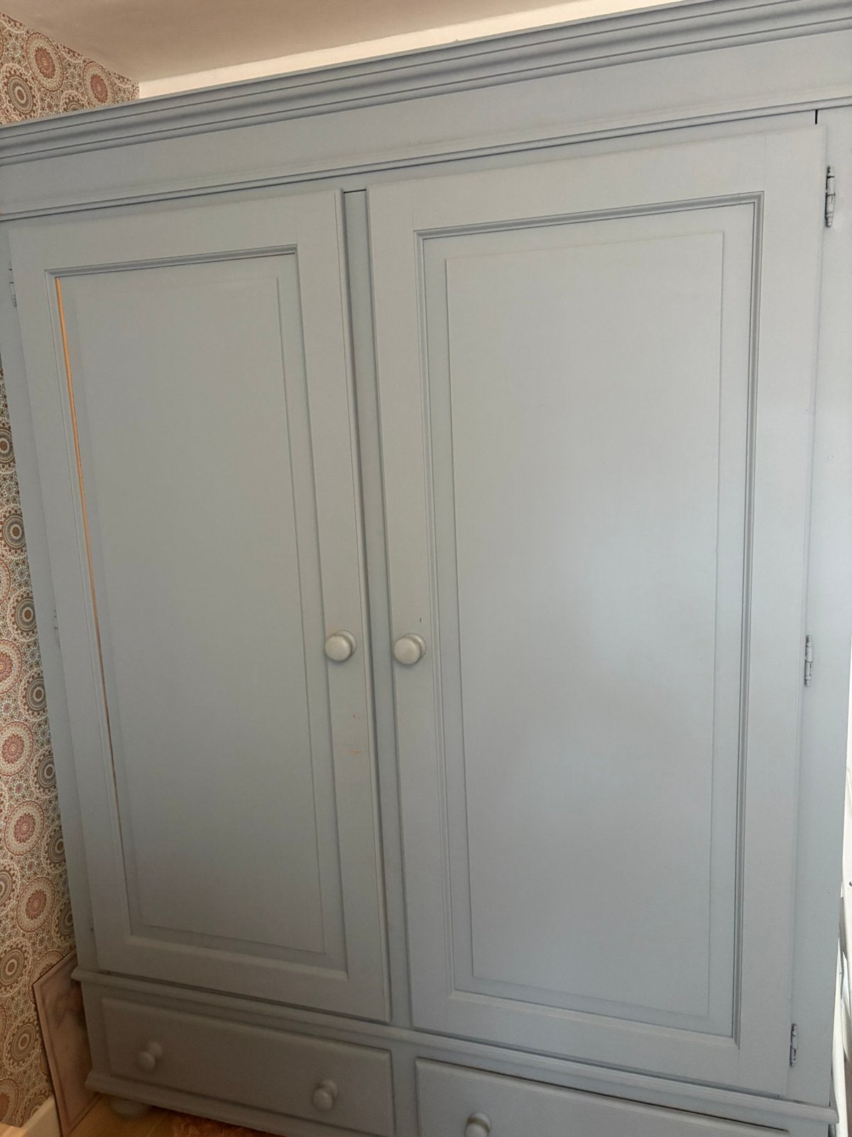 Grenen meidenkast in lavendel blauw - makkelijk demonteerbaa, Ophalen, 100 tot 150 cm, Zo goed als nieuw, Met lade(s)